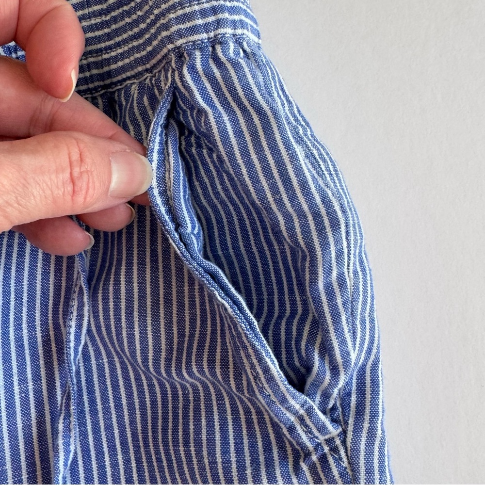 Talbots Easy Drawstring Shorts 4P Blue White Stripe Linen Cotton Summer - Picture 10 of 16